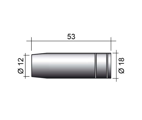 Hubica MIG 150A /MC18/B1530/145.0075-PARWELD/ 53mm/12mm/kónická