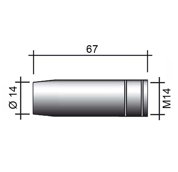 Hubica MIG 250A M14 niklovaná /145.D012/ 67mm/14mm/ kónická