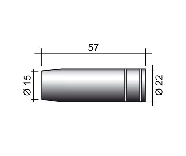 Hubica MIG 250A /MC23/145.0076-ZVAR/ 57mm/15mm/kónická