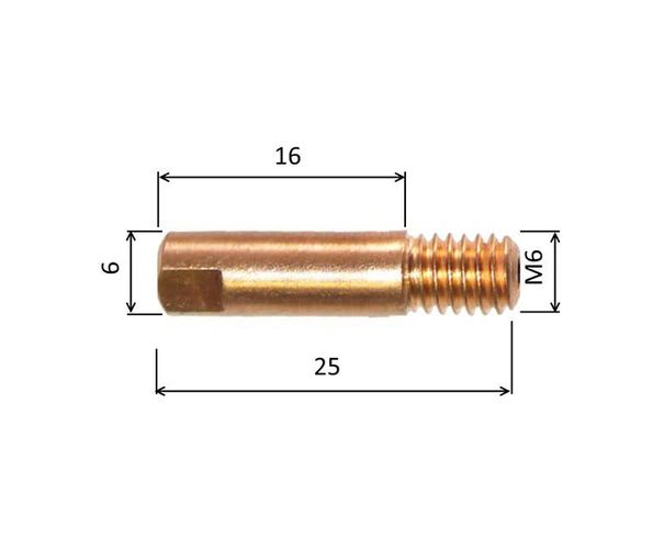 Špička 0,6 M6x25mm E-Cu /140.D010-ZVAR/dlhý závit