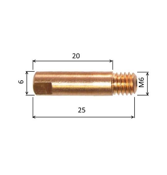 Špička 0,6 M6x25mm E-Cu /MD08-06/140.0008-ZVAR/