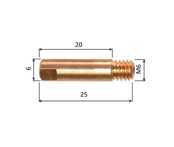 Špička 0,8 M6x25mm E-Cu pre ALU /MD0008-58/141.0002/ hliník