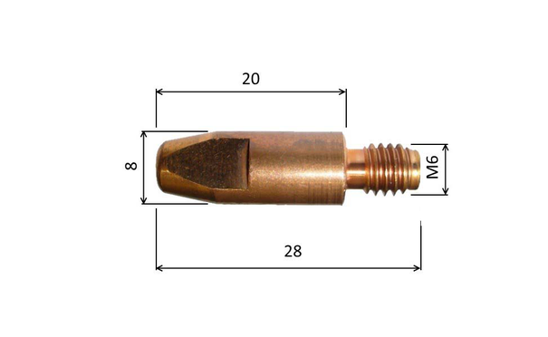 Špička 0,8 M6x28mm E-Cu /MD09-08/140.0051/