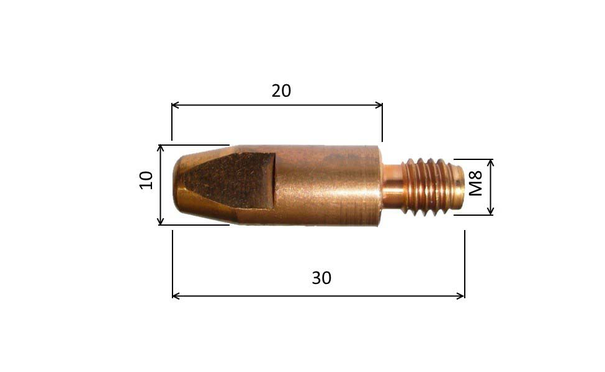 Špička 0,8 M8x30mm E-Cu /MD05-08/140.0114-ZVAR/