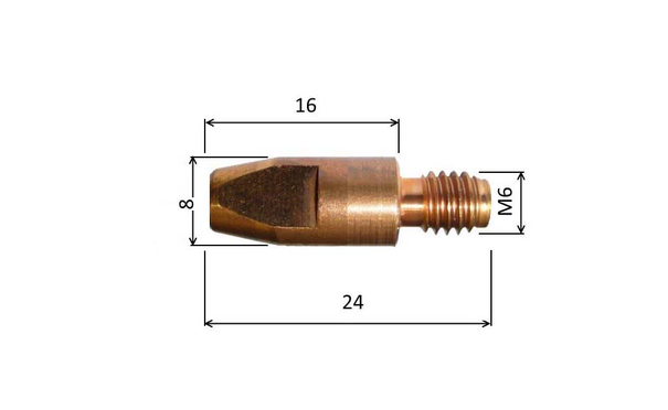 Špička 1,0 M6x24mm E-Cu /140.D102/