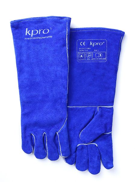 Zváračské rukavice KPRO LONG BLUE predĺžené 7182, veľ. XL 16"/46cm